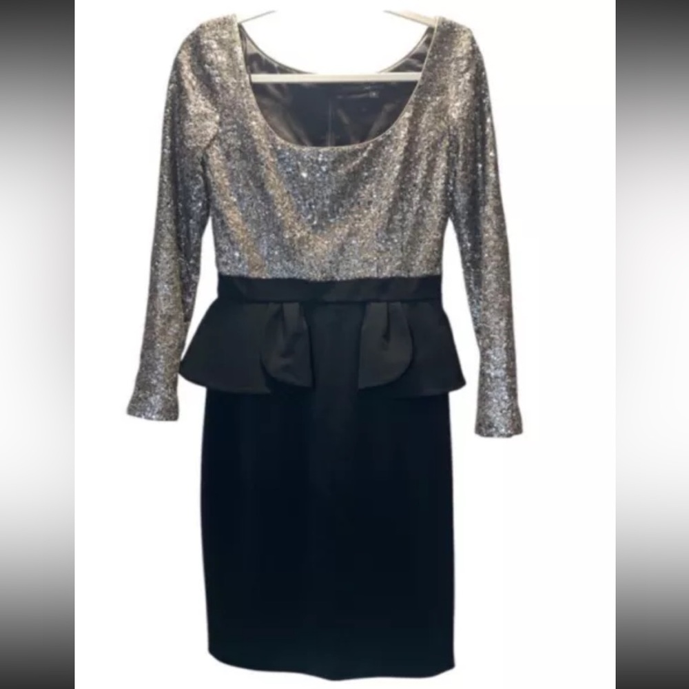Jay Godfrey Sequin Peplum Dress Size 6  Two Toned